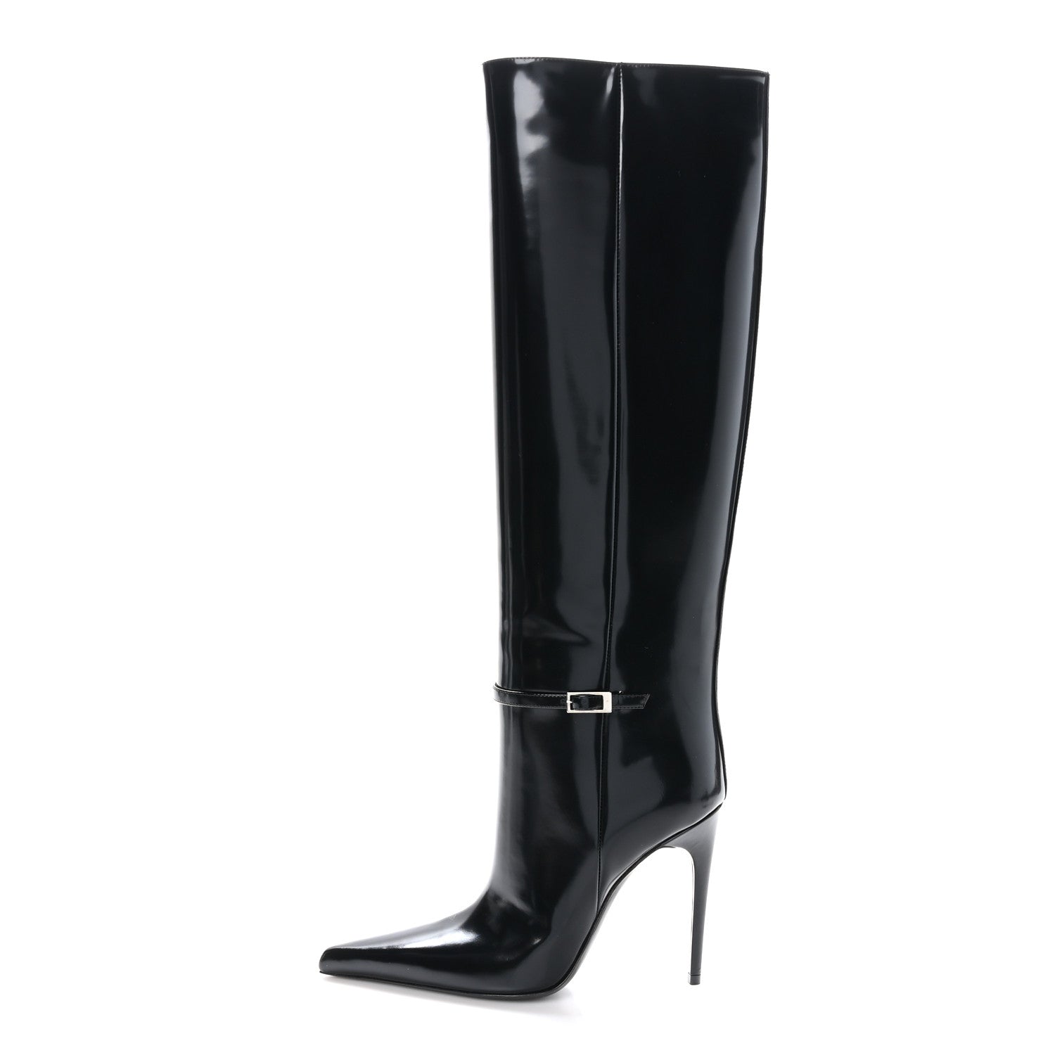 Saint Laurent Glazed Calfskin Vendome 110 Boots 38 Black 1 of 9