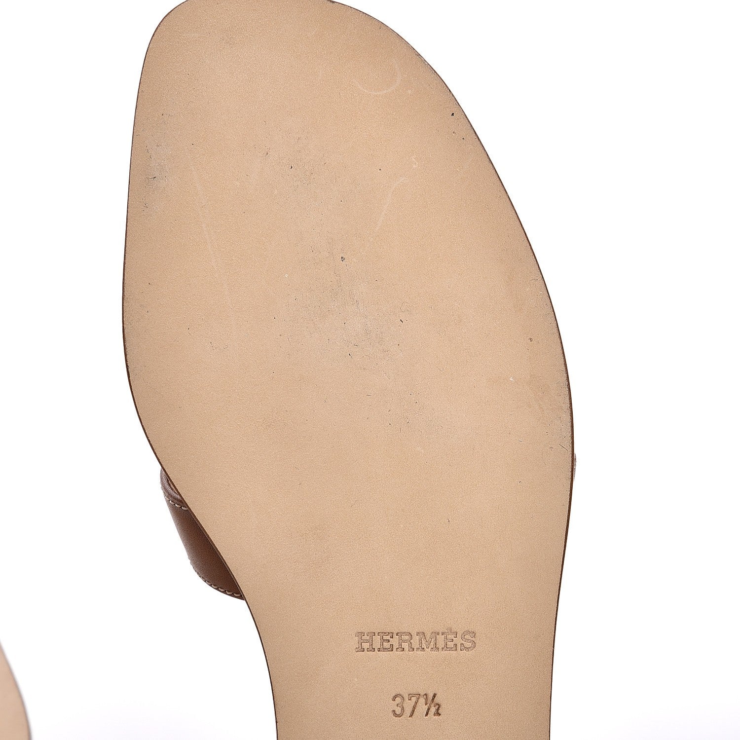 Hermes Box Calfskin Oran Sandals 37.5 Gold 8 of 10