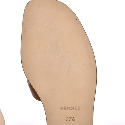 Hermes Box Calfskin Oran Sandals 37.5 Gold 8 of 10