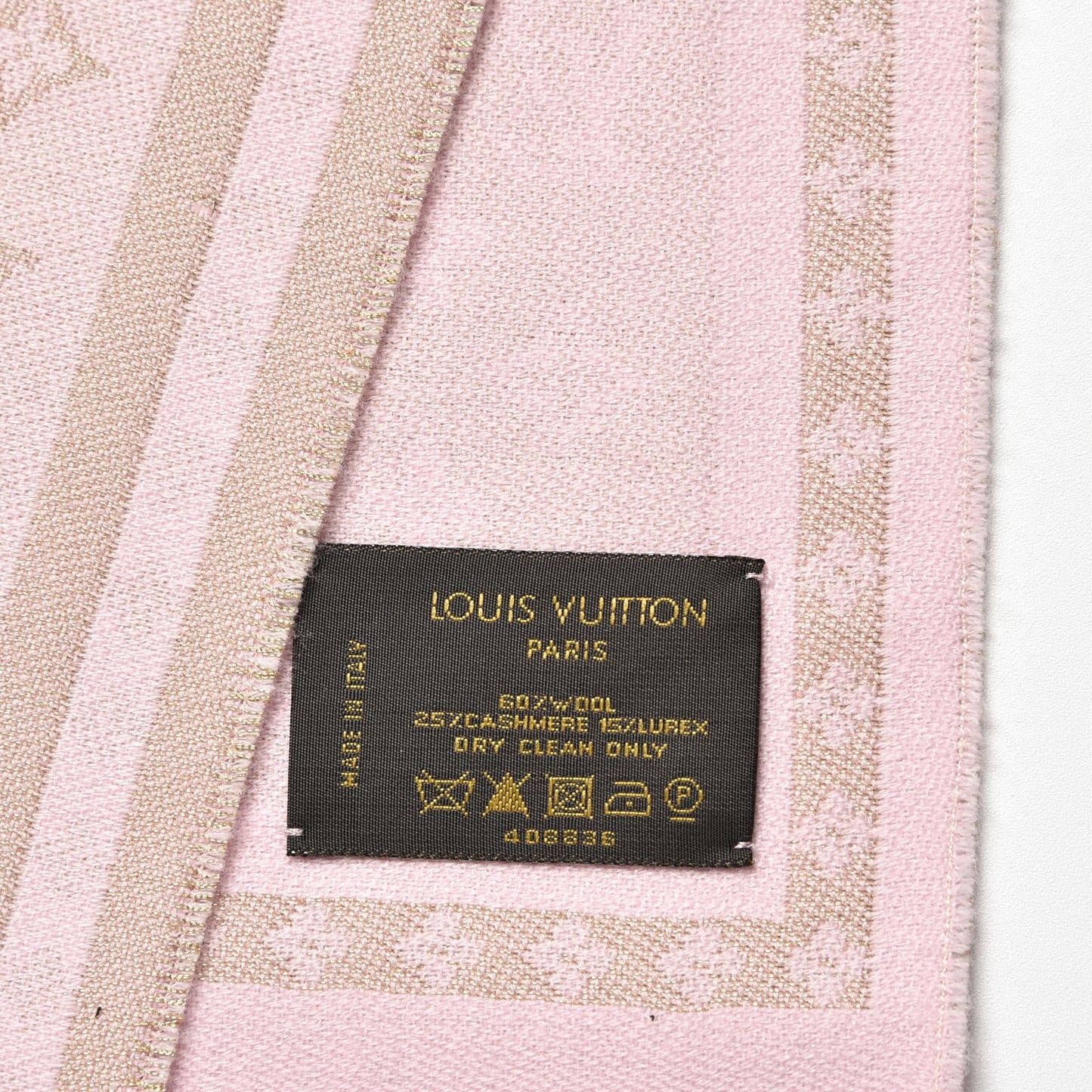 Wool Cashmere Lurex Monogram Scarf Pink