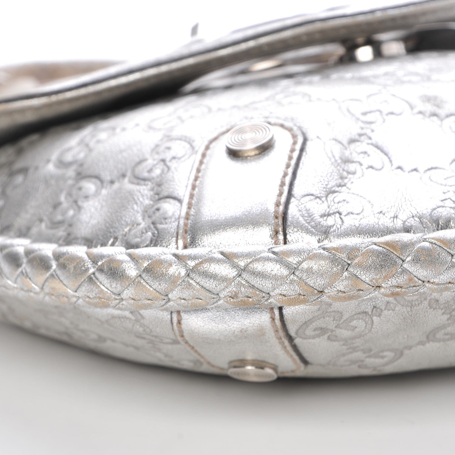 Gucci Guccissima Small Britt Tassel Shoulder Bag Silver 17 of 18