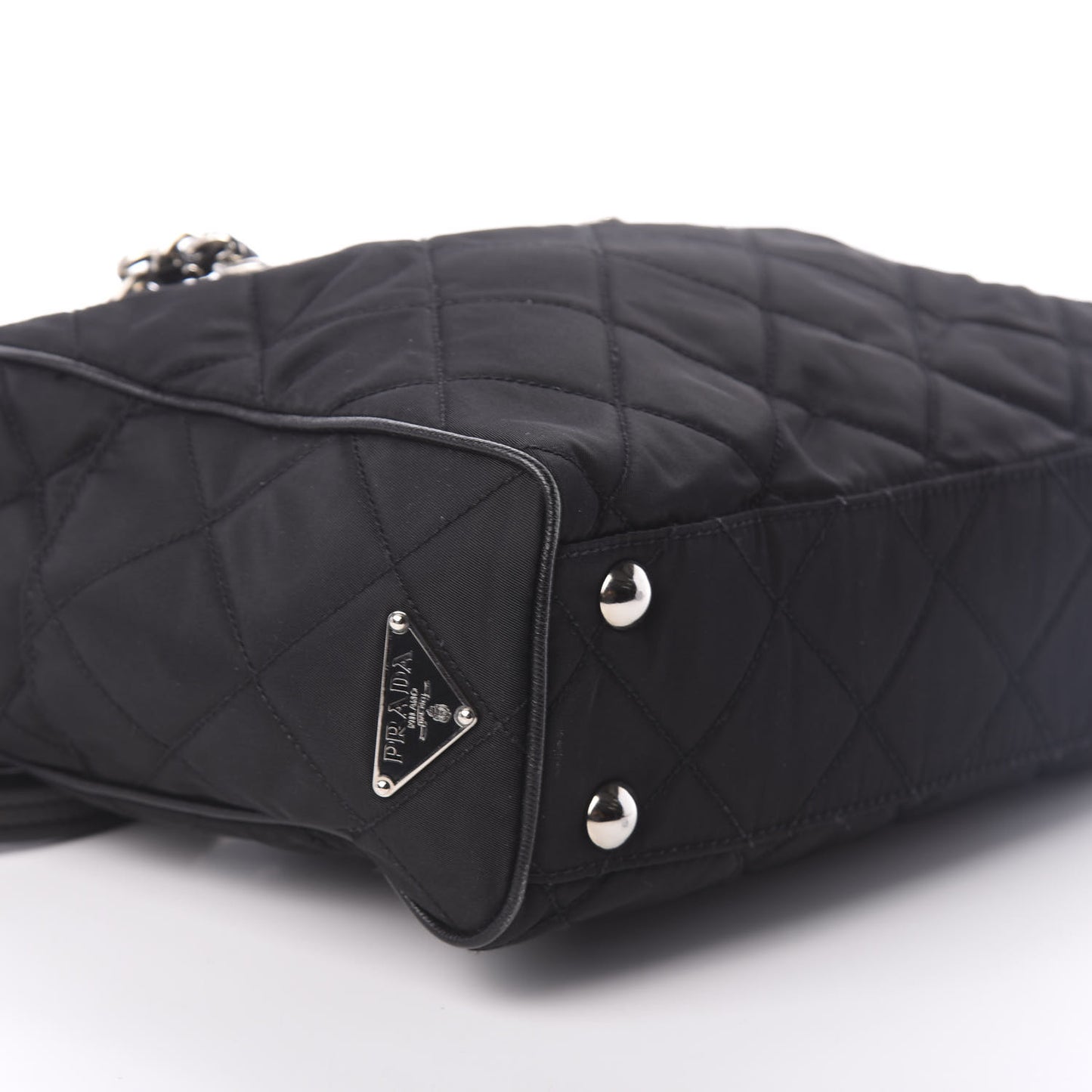 Tessuto Nylon Saffiano Quilted Shoulder Bag Black