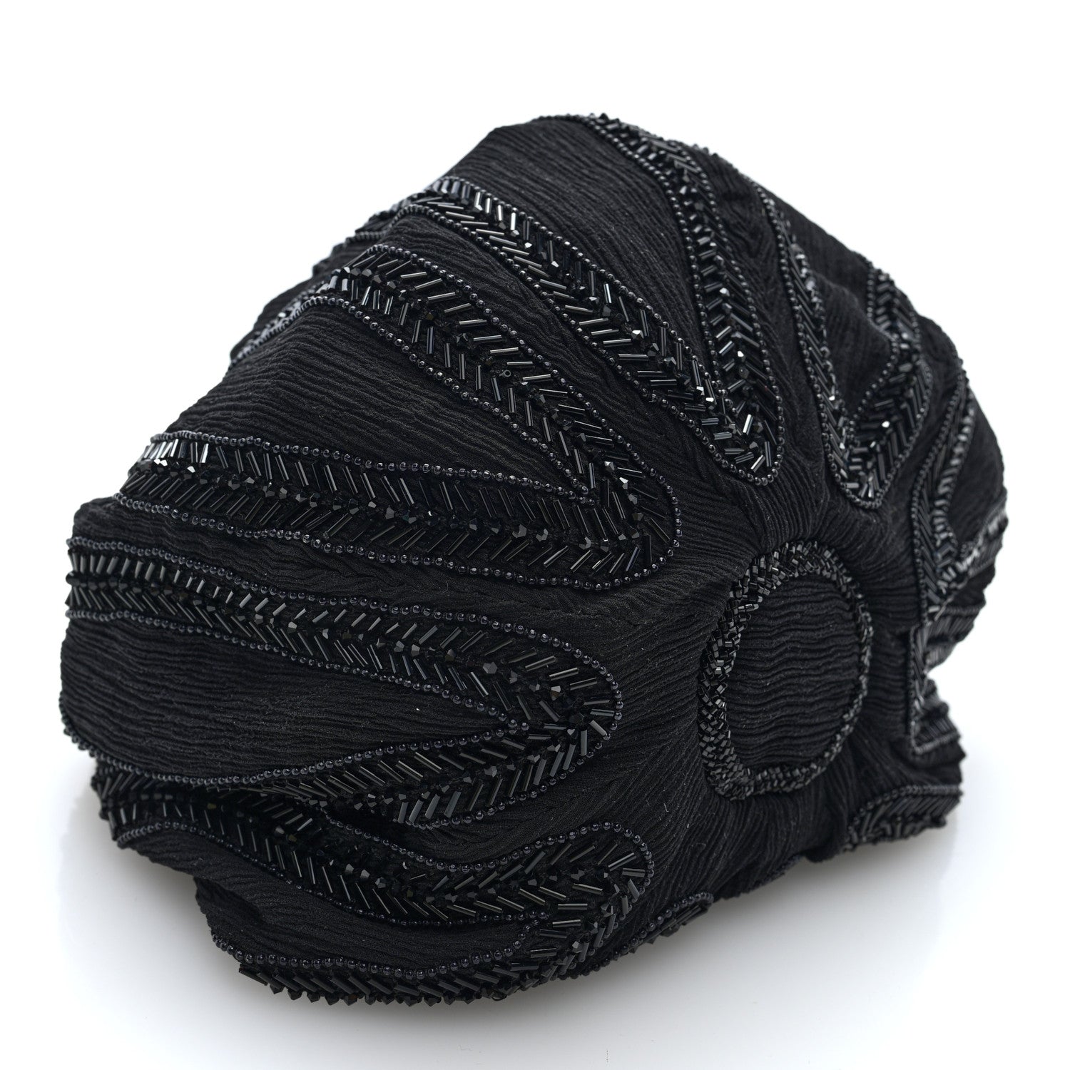 Saint Laurent Chiffon Silk Crepe Beaded Pochon Broderie Bag Black 4 of 16
