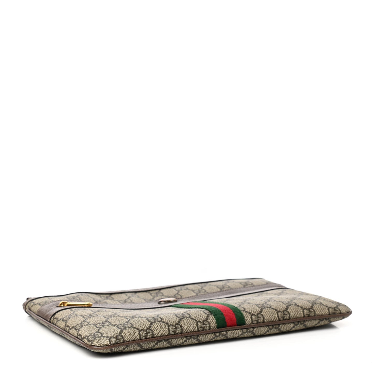 GG Supreme Monogram Large Ophidia Pouch Clutch Brown
