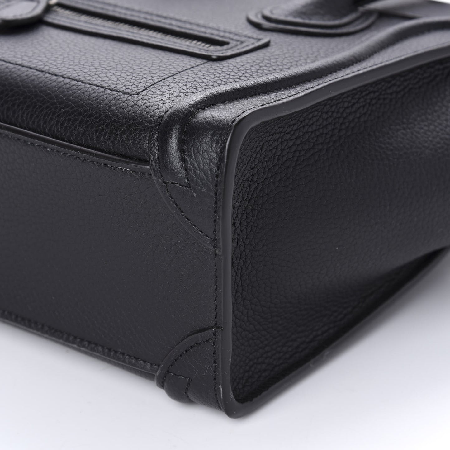 Drummed Calfskin Nano Luggage Black