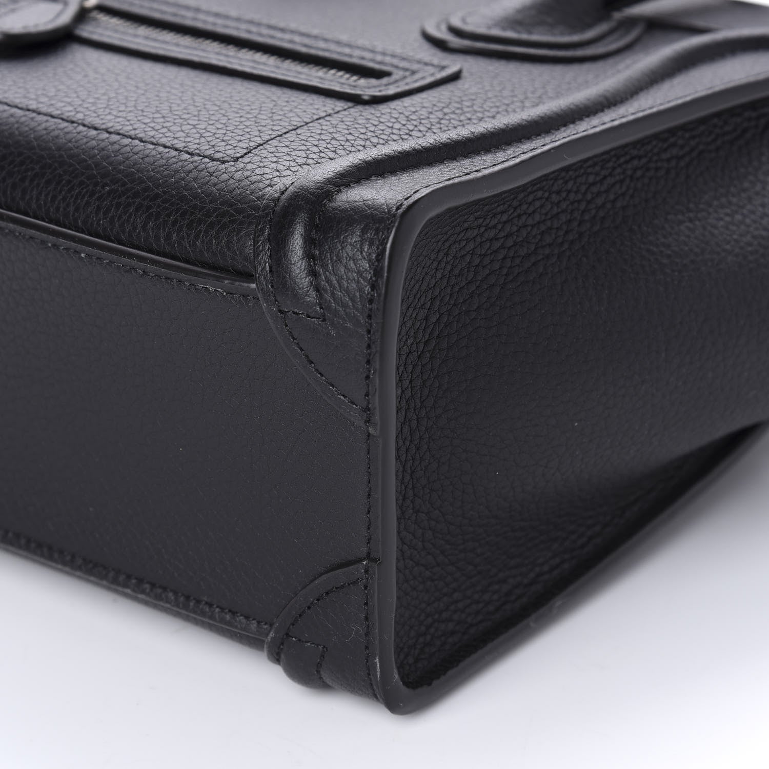 Celine Drummed Calfskin Nano Luggage Black 7 of 9