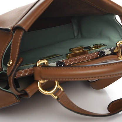 Fendi Vitello Seta Shiny Nappa Ayers Medium Peekaboo Iconic Satchel Brownie Menta 6 of 9