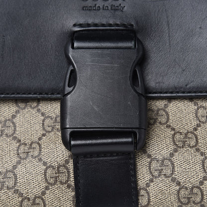 Gucci GG Supreme Monogram Single Buckle Flap Messenger Bag Beige Black 11 of 16