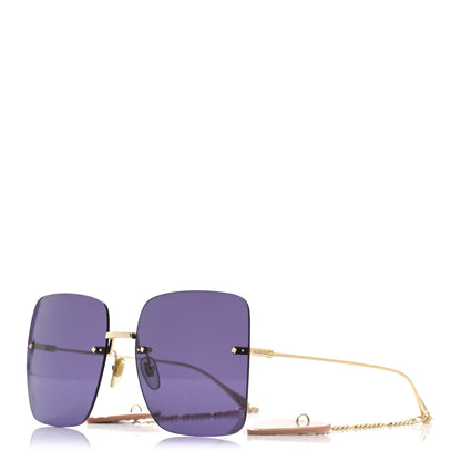 Gucci Metal Acetate Detachable Charm Rimless Square Sunglasses GG1147S Black Gold 1 of 8