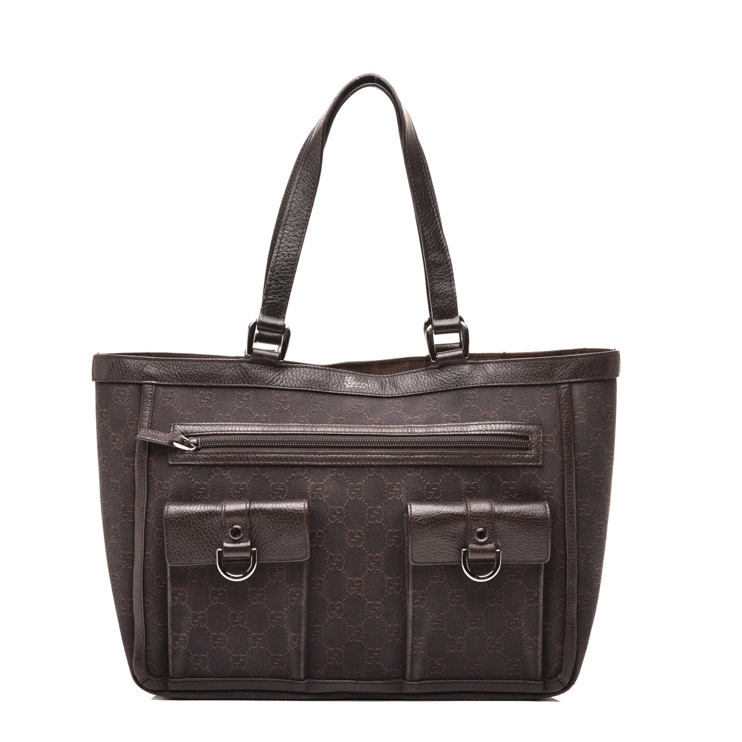 Nylon Monogram Abbey D Ring Tote Dark Brown