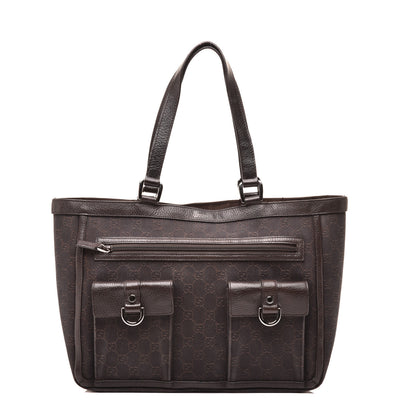 Gucci Nylon Monogram Abbey D Ring Tote Dark Brown 1 of 9