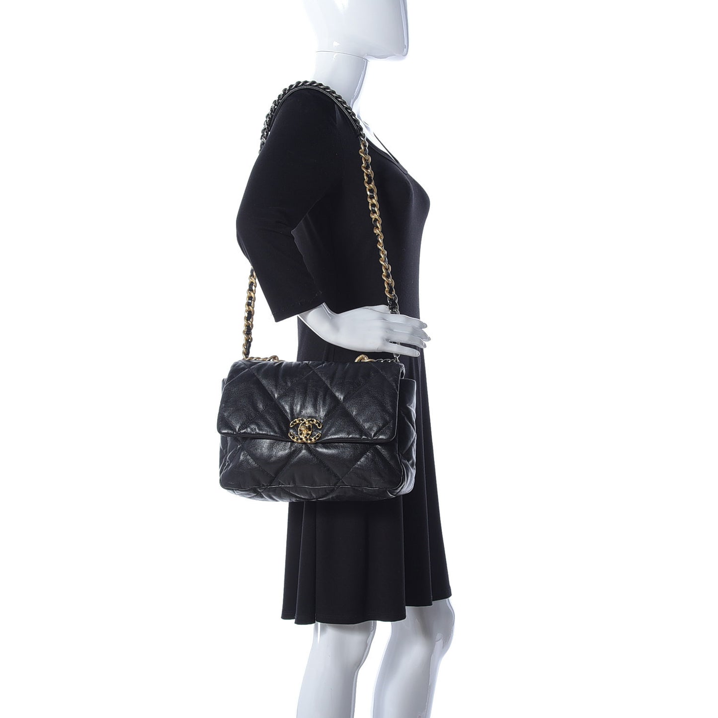 Goatskin Quilted Large Chanel 19 Flap Black