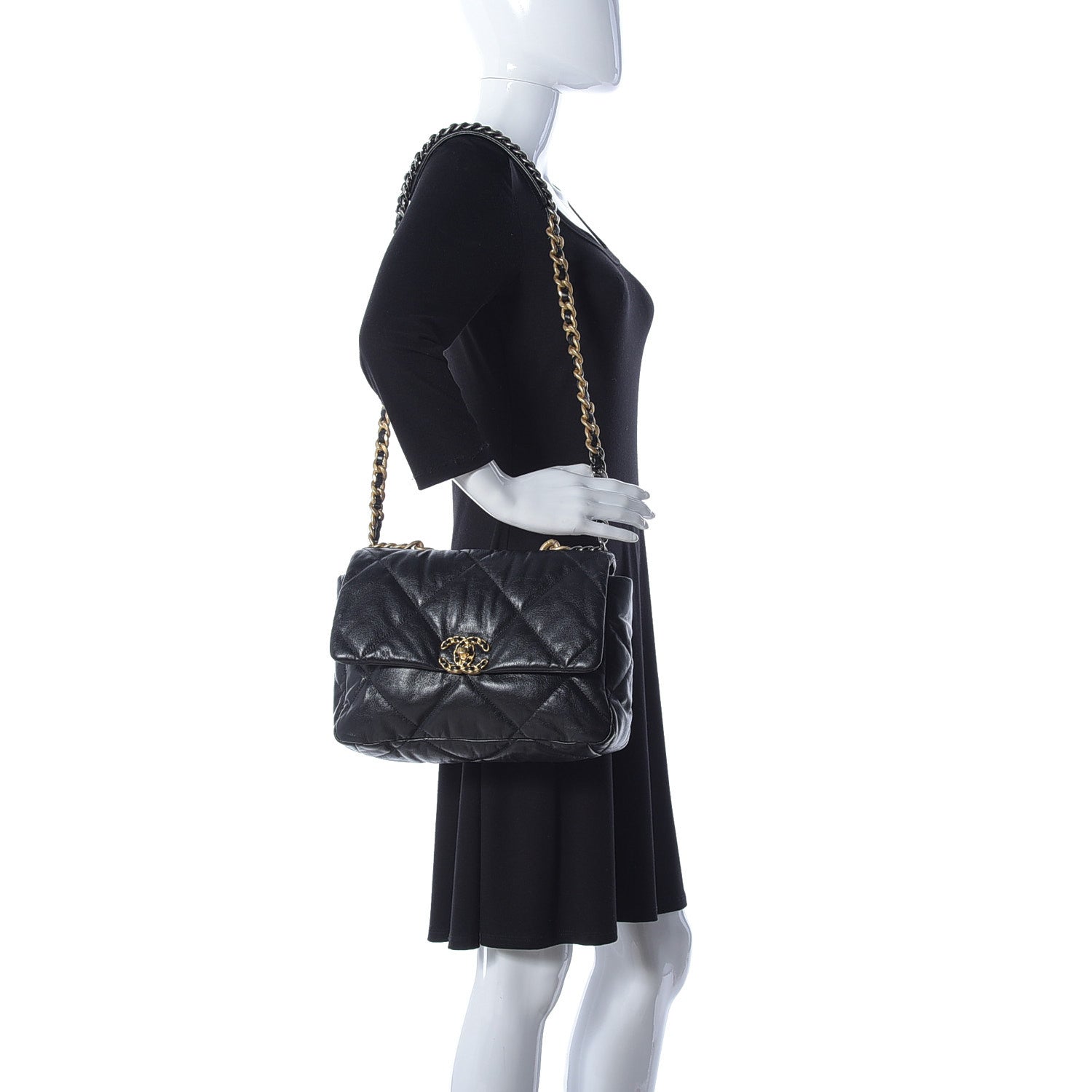 Chanel Goatskin Quilted Large Chanel 19 Flap Black 2 of 11
