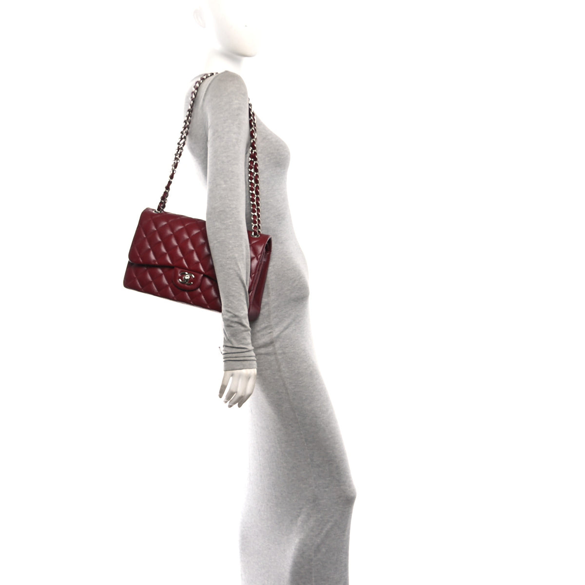 Chanel Caviar Quilted Jumbo Double Flap Burgundy 2 of 11