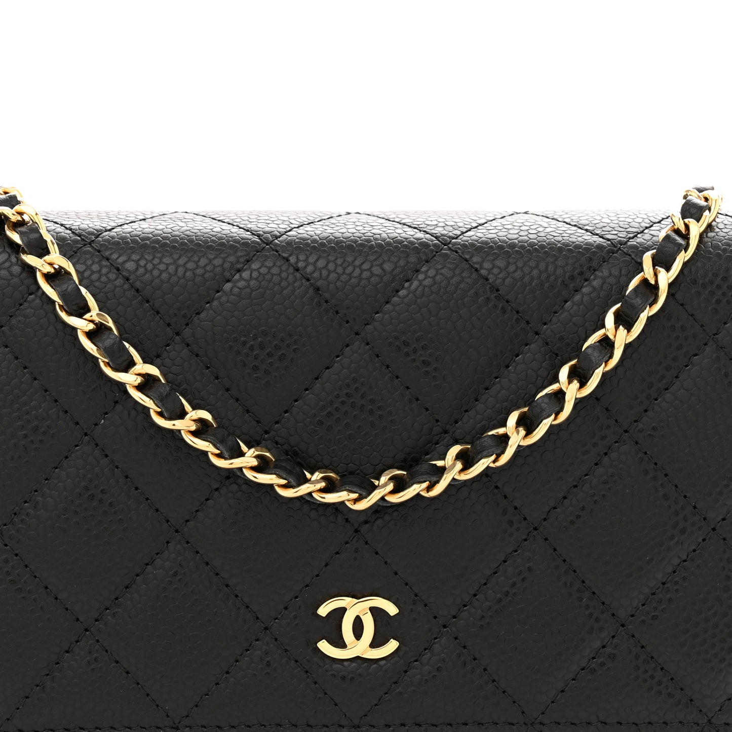 Caviar Quilted Wallet on Chain WOC Black