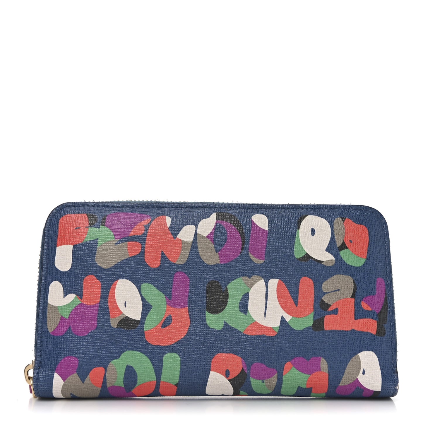 Vitello Elite Fendi Roma Simply Zip Around Wallet Cobalt Multicolor