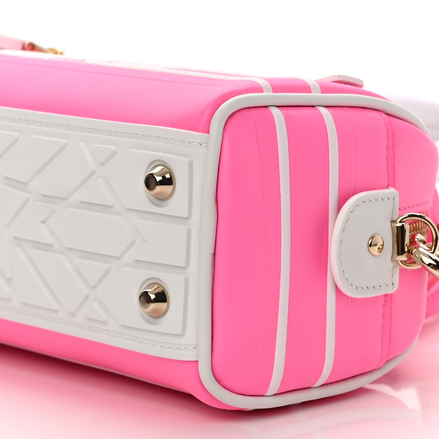 Calfskin Micro Dior Vibe Zip Bowling Bag Pink Multicolor