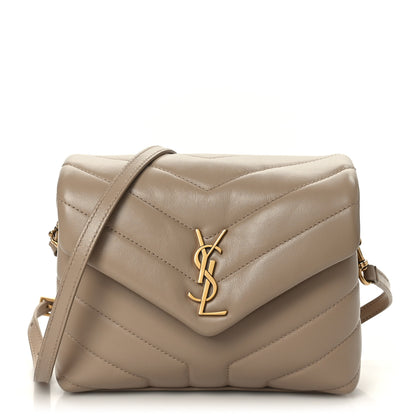 Saint Laurent Calfskin Y Quilted Monogram Toy Loulou Crossbody Bag Dark Beige 1 of 9