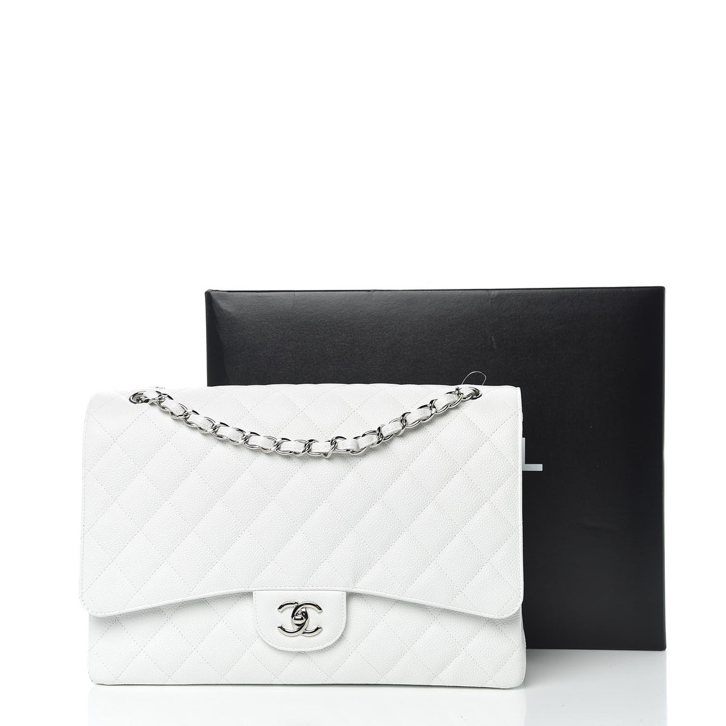 Caviar Quilted Maxi Single Flap White