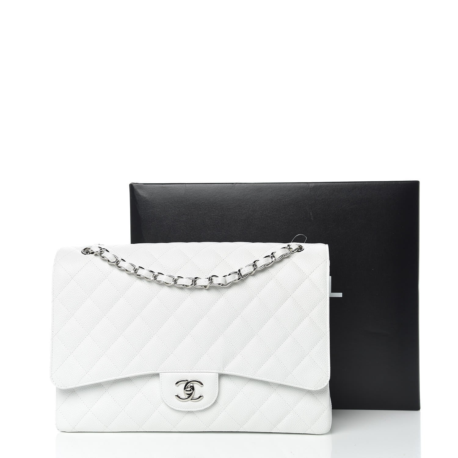 Chanel Caviar Quilted Maxi Single Flap White 19 of 19