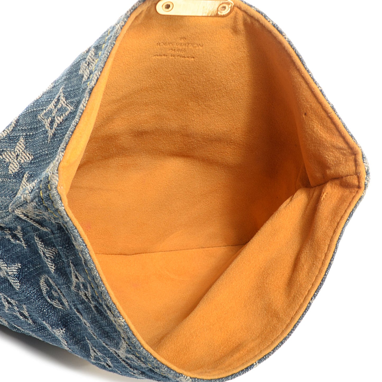 Monogram Denim Pochette Plat Clutch Blue