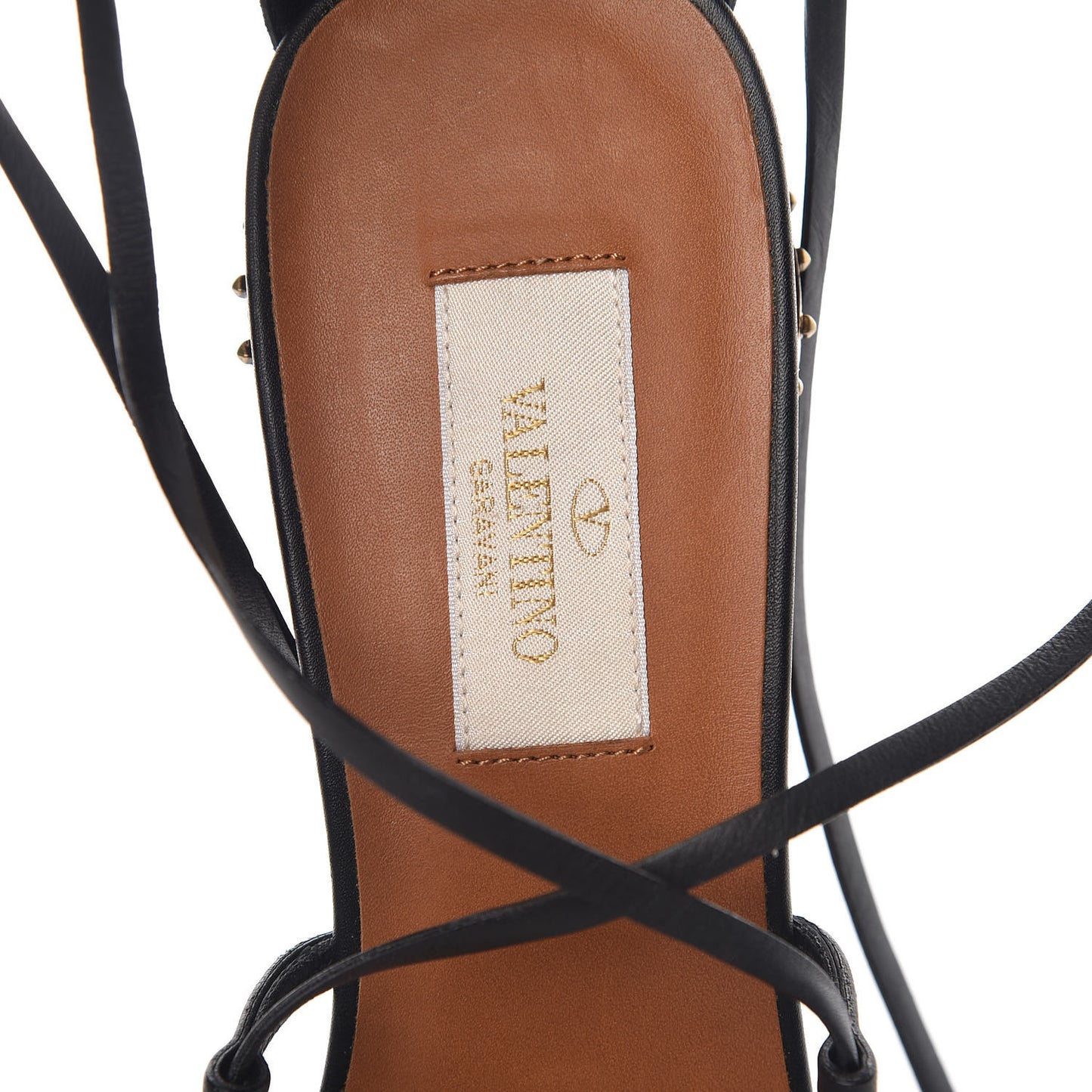 Calfskin Mask Embossed Gladiator Sandals 38.5 Brown Black