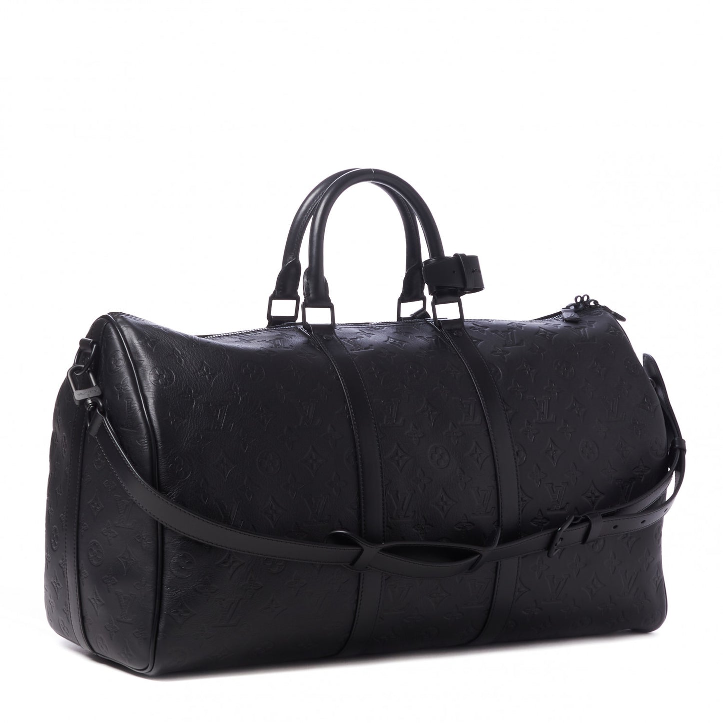 Calfskin Shadow Monogram Keepall Bandouliere 50 Black