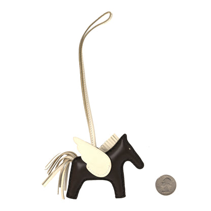 Hermes Milo Lambskin Grigri Rodeo Pegase Horse Bag Charm PM Chocolat Craie 2 of 5