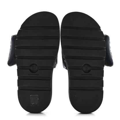 Louis Vuitton Nylon Monogram Womens Pool Pillow Comfort Mules 38 Navy Blue 5 of 9
