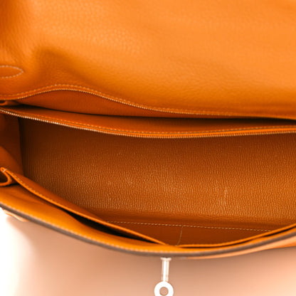 Hermes Taurillon Clemence Kelly Retourne 35 Moutarde Etain 13 of 21