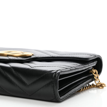 Gucci Calfskin Matelasse GG Marmont Chain Wallet Black 9 of 9