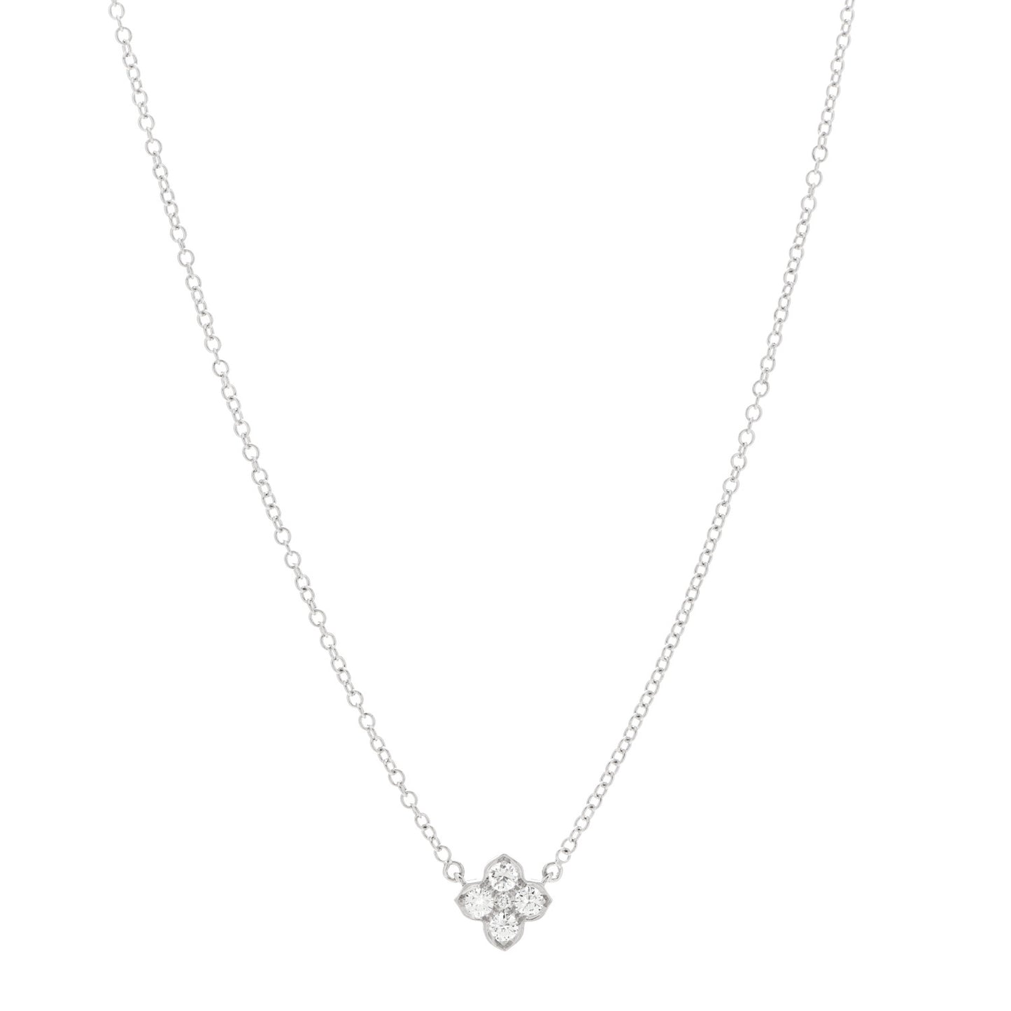 18K White Gold Diamond .45ctw Hindu Floral Pendant Necklace