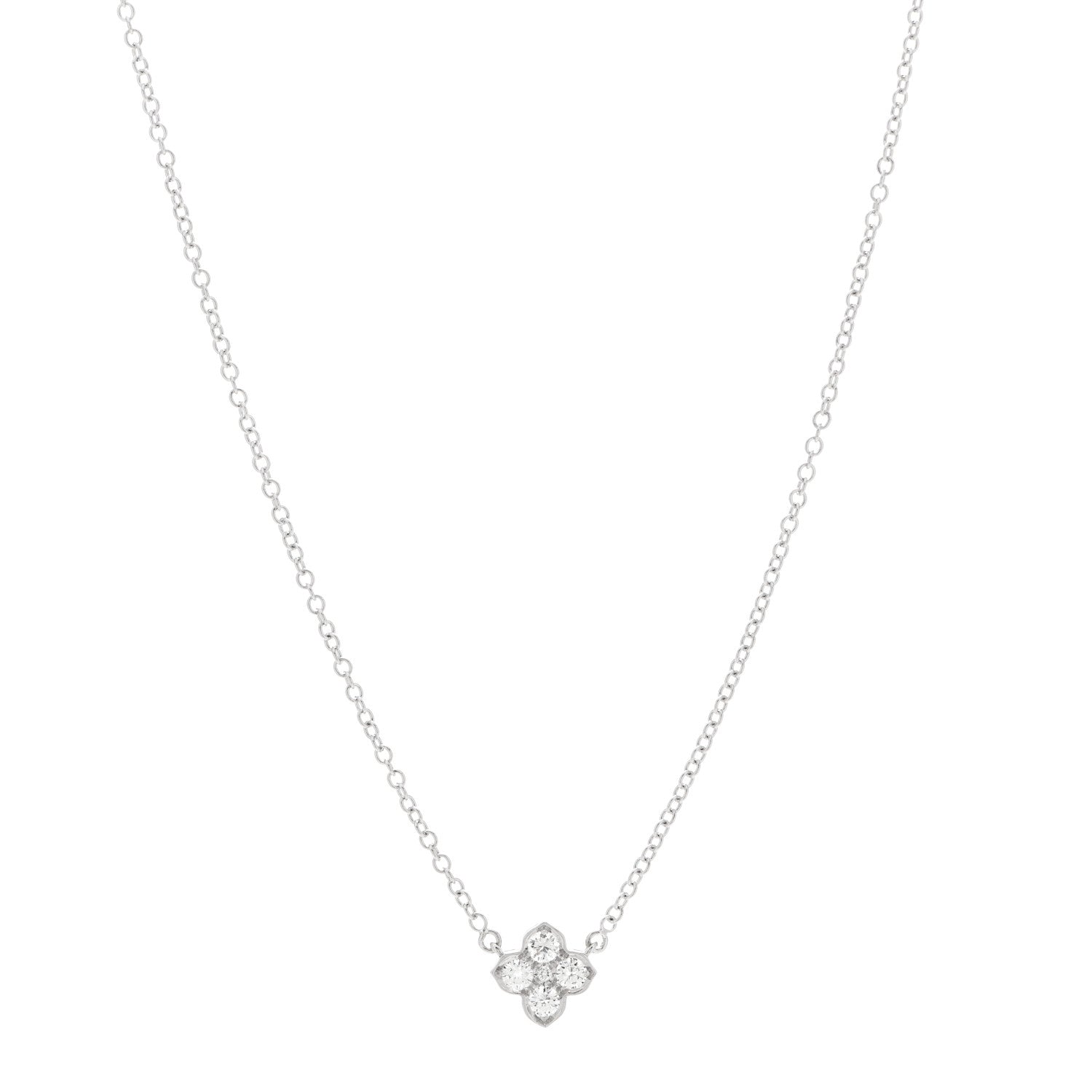 Cartier 18K White Gold Diamond .45ctw Hindu Floral Pendant Necklace 1 of 5