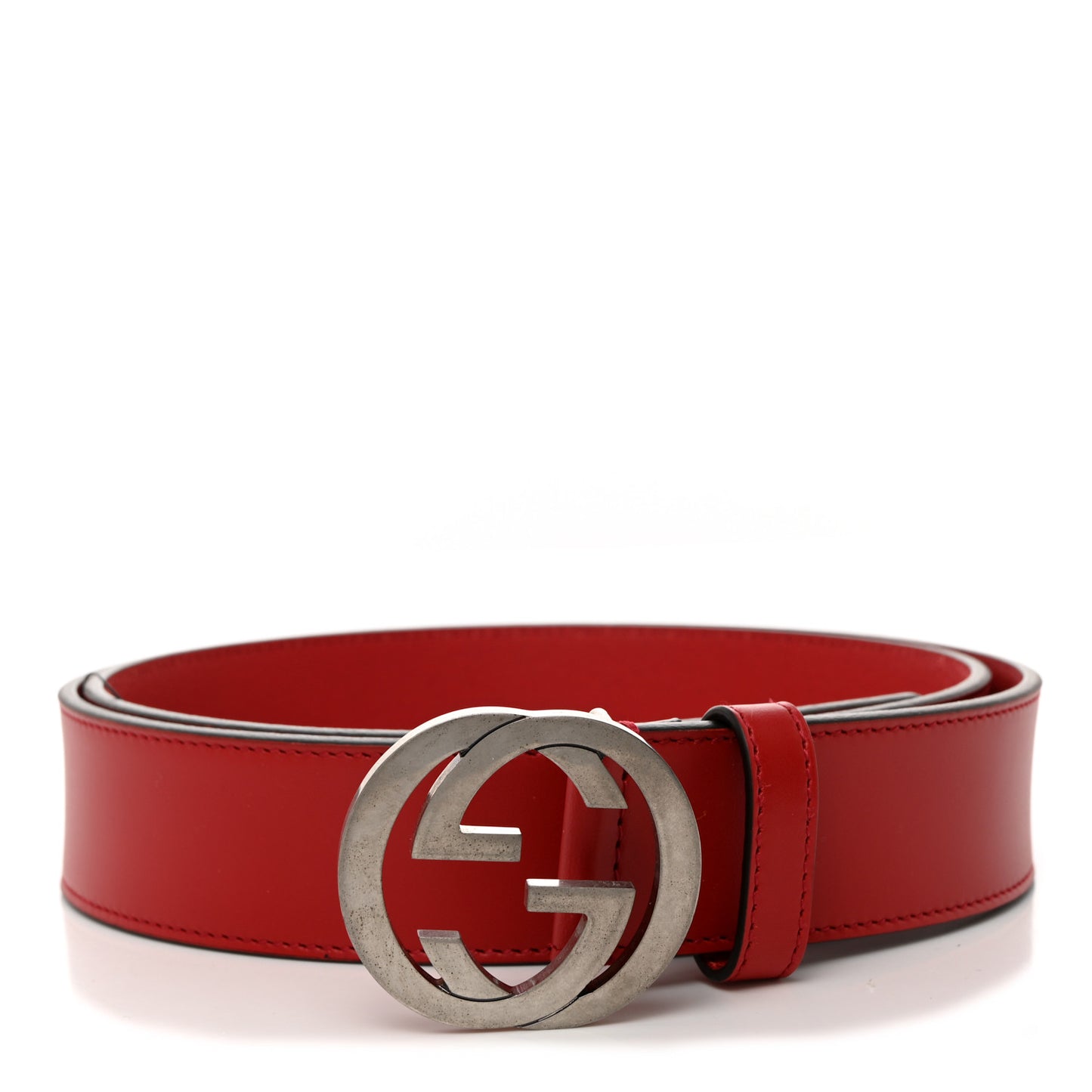 Selleria Calfskin Mens Interlocking G 37mm Belt 100 40 Rosso