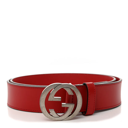 Gucci Selleria Calfskin Mens Interlocking G 37mm Belt 100 40 Rosso 1 of 5