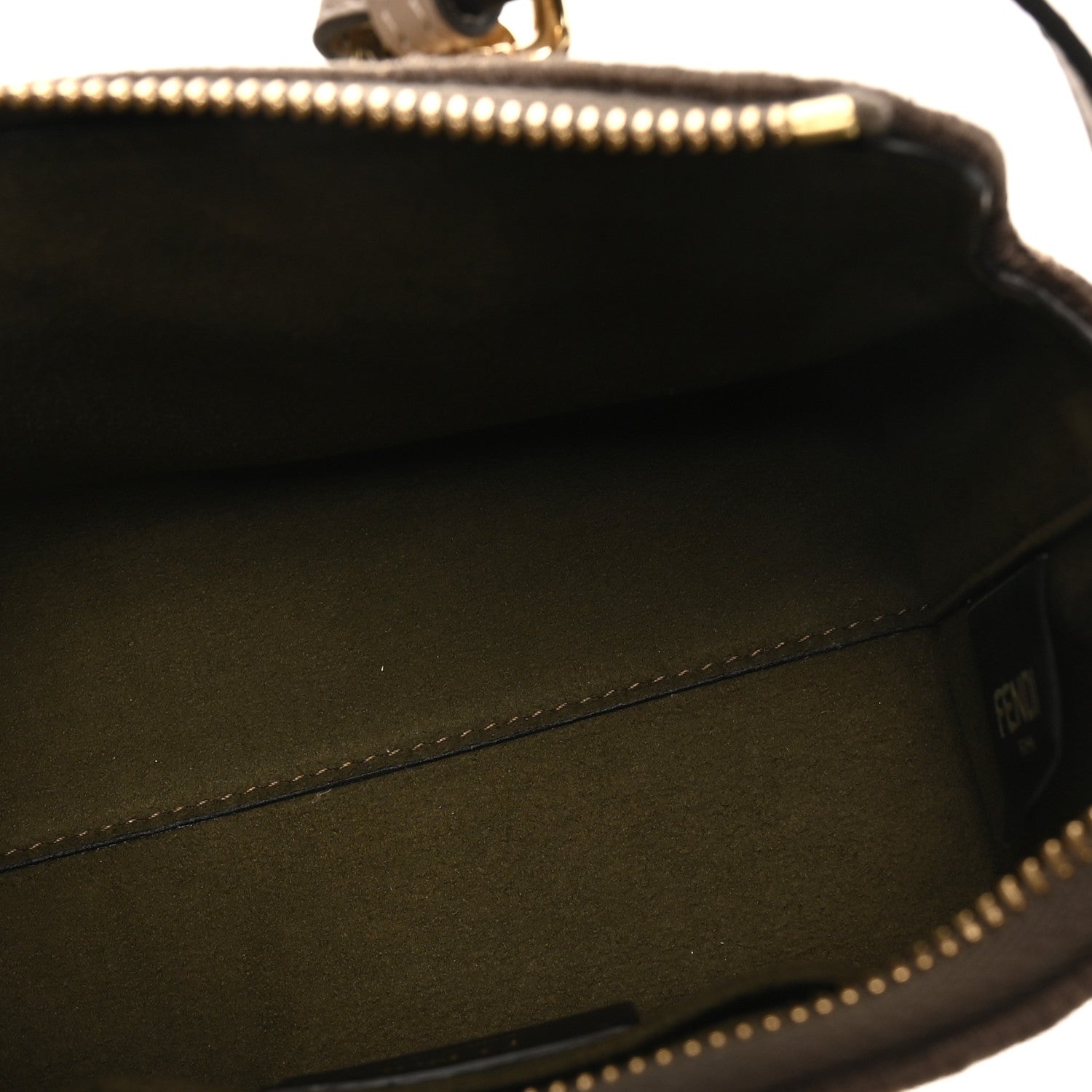 Fendi Chenille Vitello King Plexiglass FF Mini By The Way Top Handle Boston Bag Tortora Nuvola 4 of 9