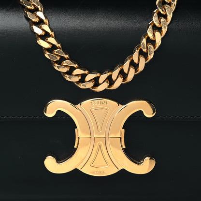 Celine Shiny Calfskin Triomphe Chain Shoulder Bag Black 6 of 8