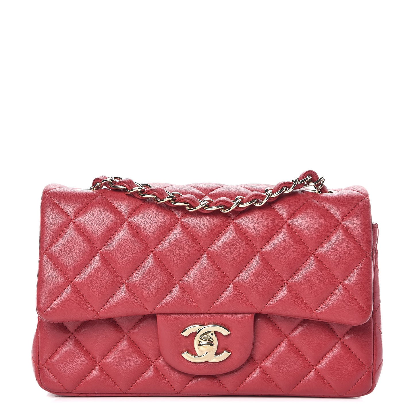 Lambskin Quilted Mini Rectangular Flap Red