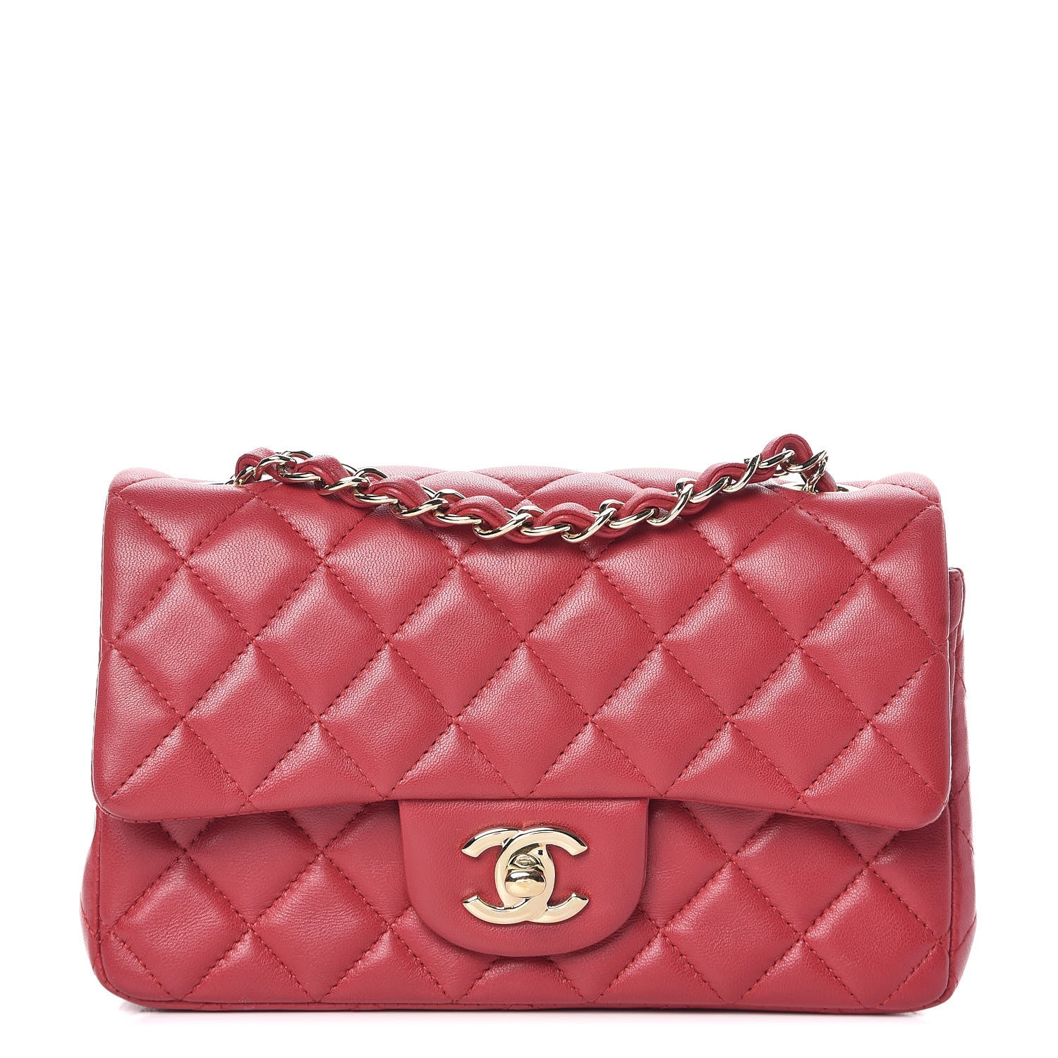 Chanel Lambskin Quilted Mini Rectangular Flap Red 1 of 11