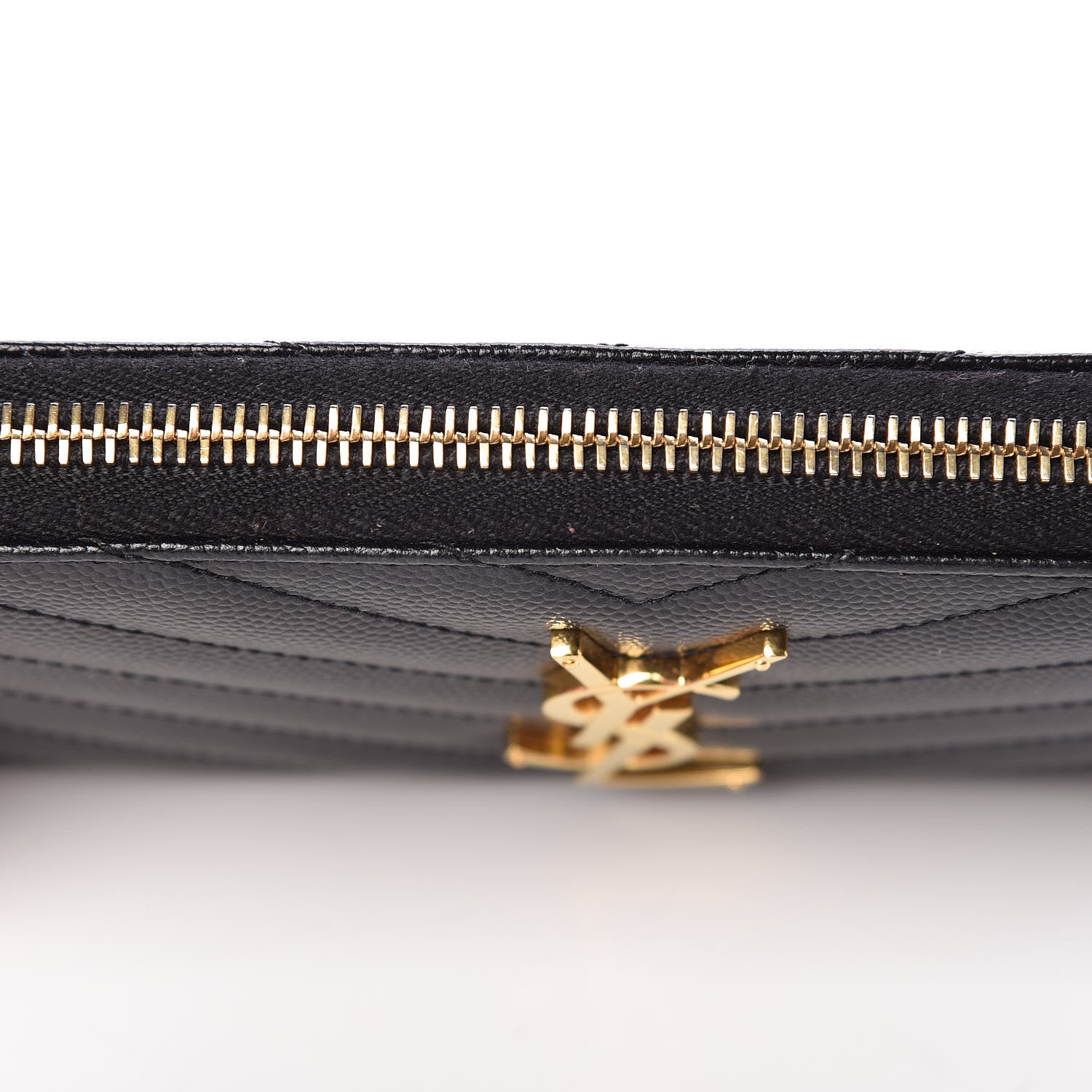 Saint Laurent Grain De Poudre Matelasse Chevron Monogram Zip Around Wallet Black 10 of 11