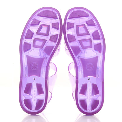 Gucci Shiny Rubber Double G Buckle Strap Sandals 40 Lapis Transparent 5 of 8