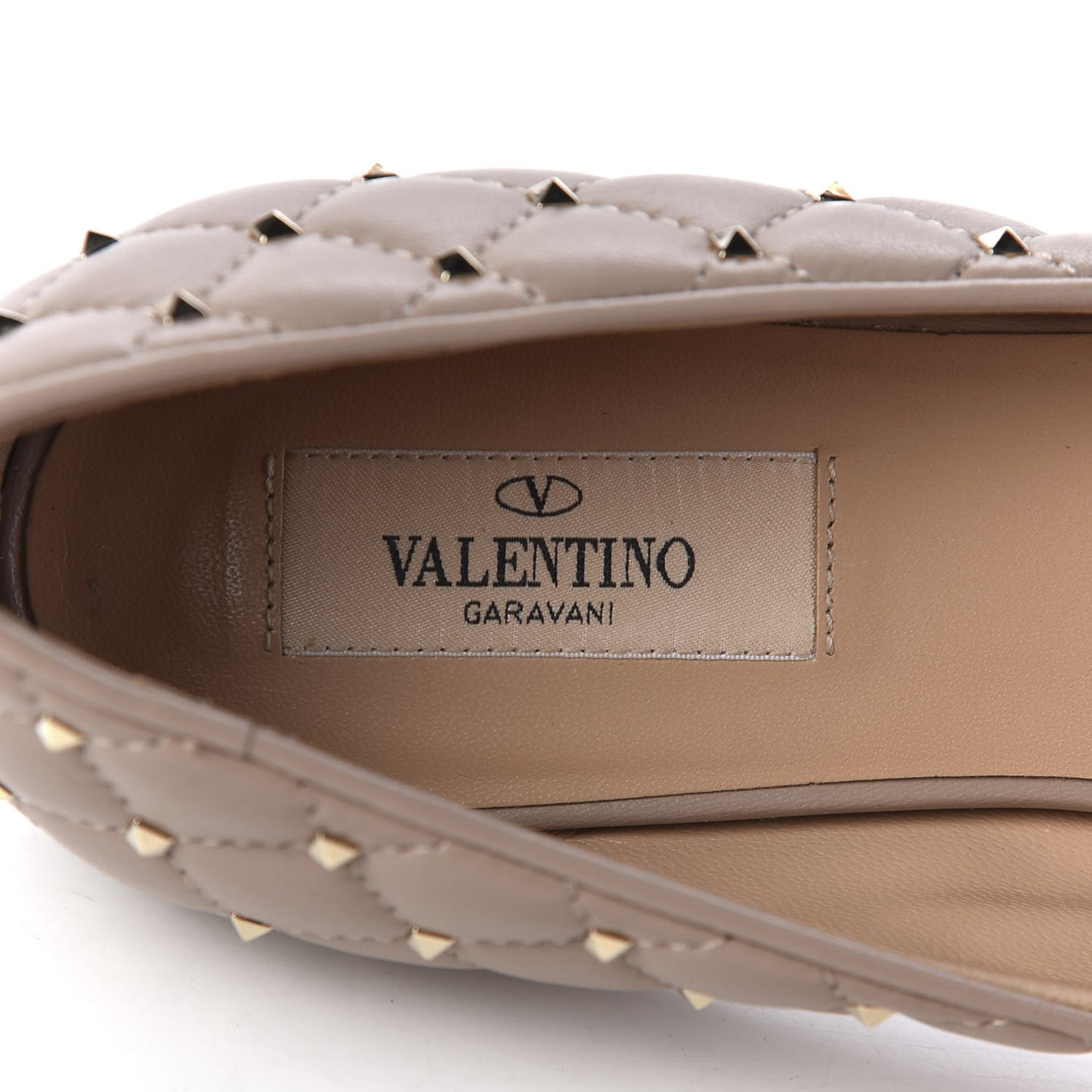 Nappa Rockstud Spike Ballerina Flats 38 Poudre