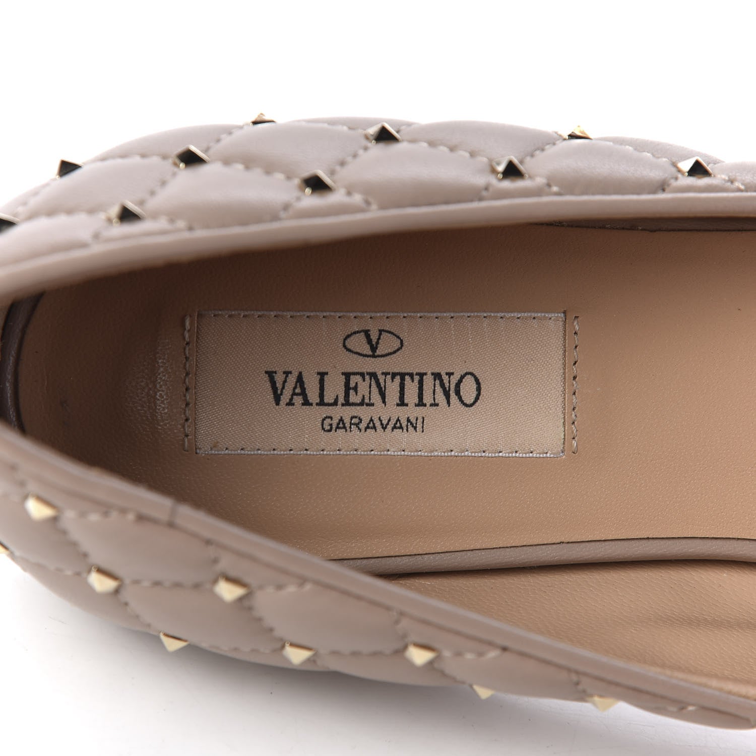 Valentino Garavani Nappa Rockstud Spike Ballerina Flats 38 Poudre 7 of 9