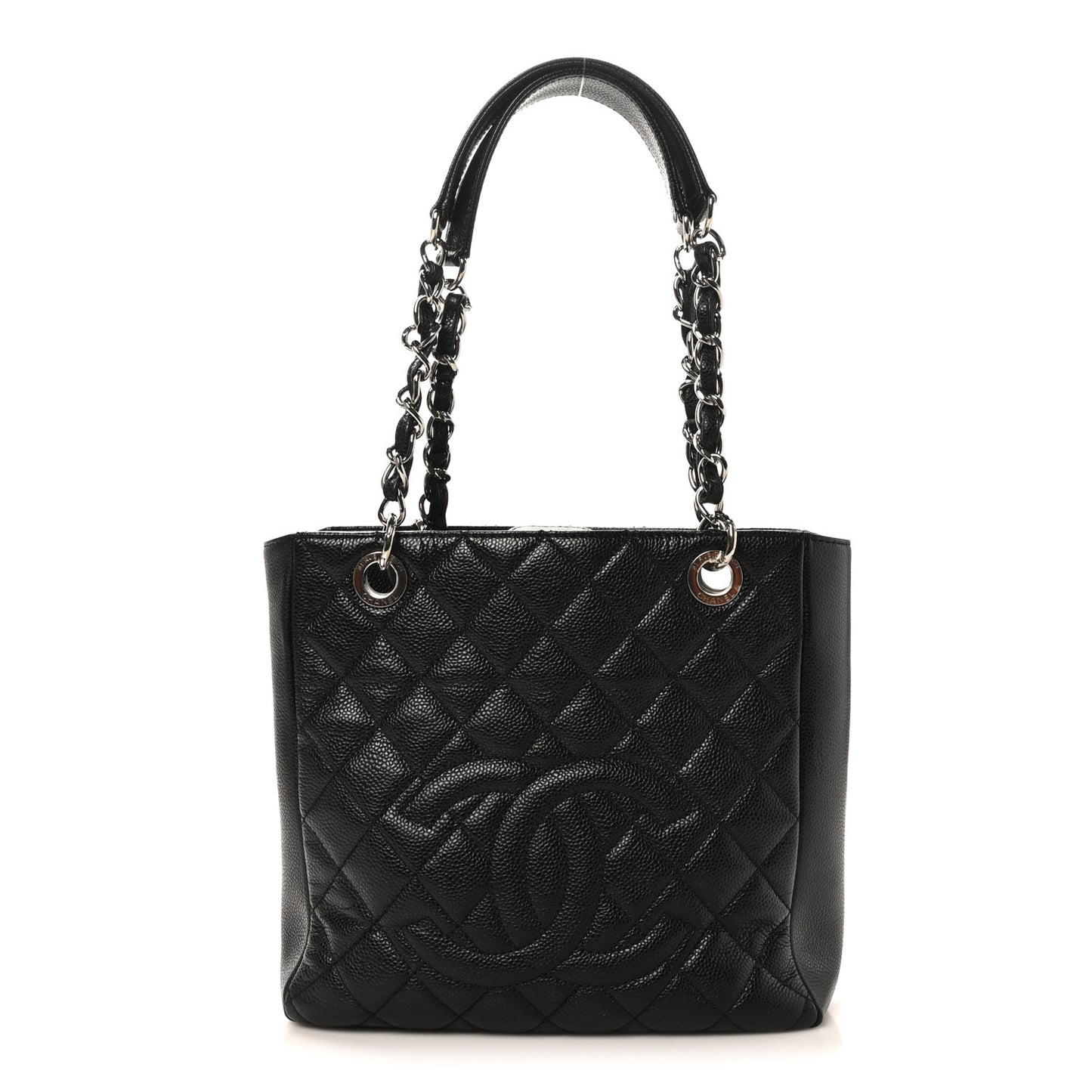 Caviar Quilted Petit Shopping Tote PST Black
