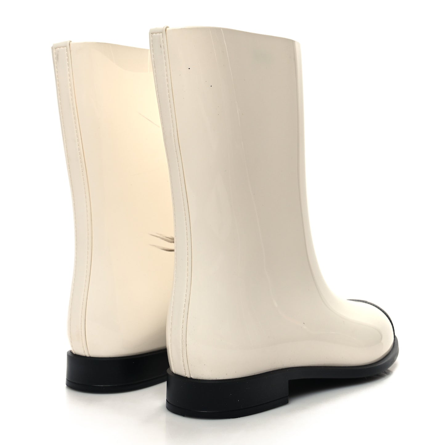 Rubber Rain Boots 36 Ivory Black