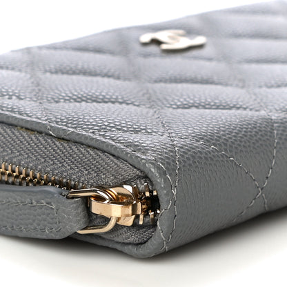 Chanel Caviar Quilted Small Gusset Zip Around Wallet Grey 10 of 12