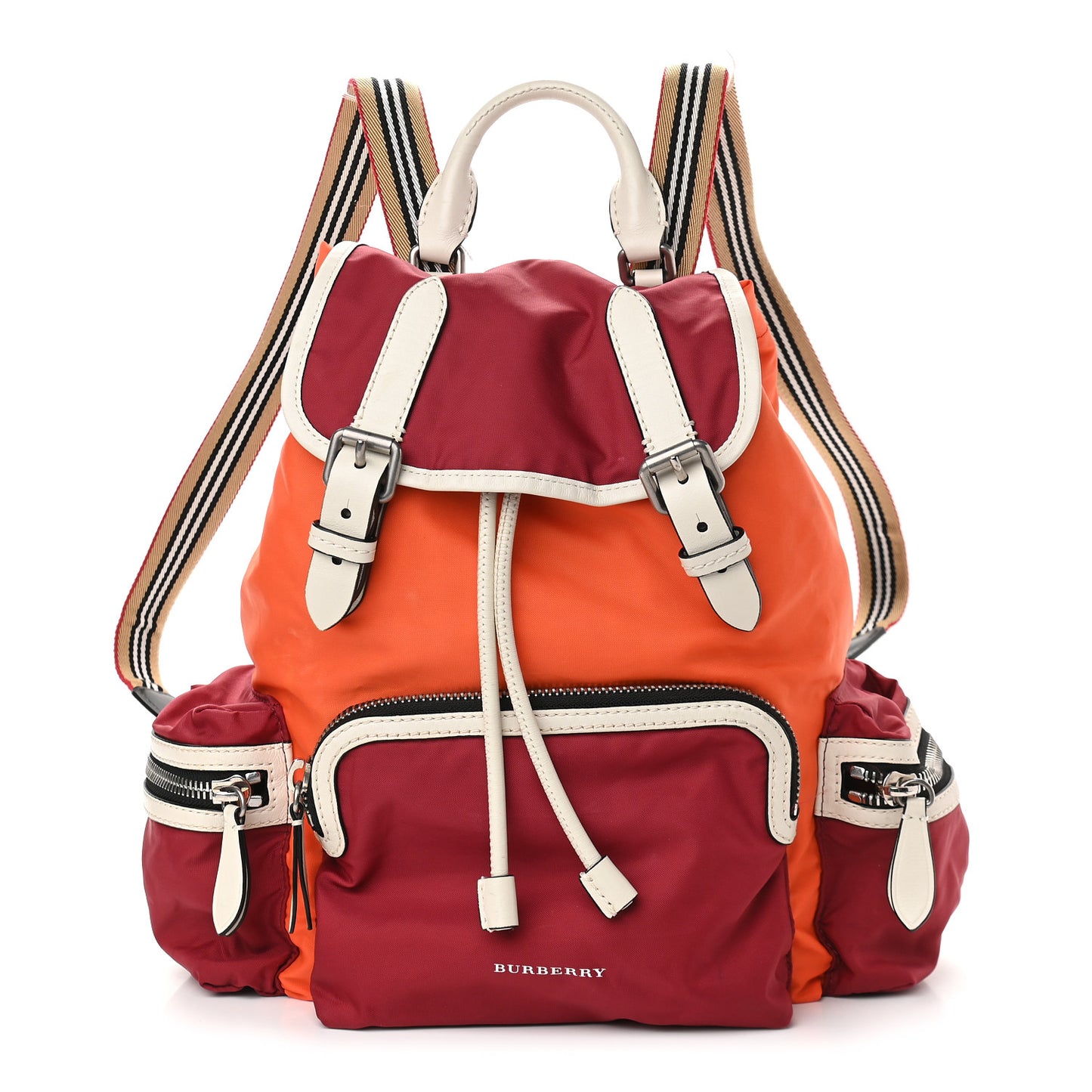 Nylon Medium Colorblock Rucksack Backpack Orange Red Parade