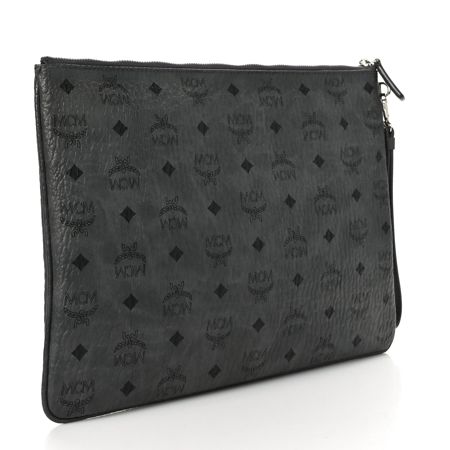 MCM Visetos Liz Shopper Tote Pouch Phantom Grey 3 of 6
