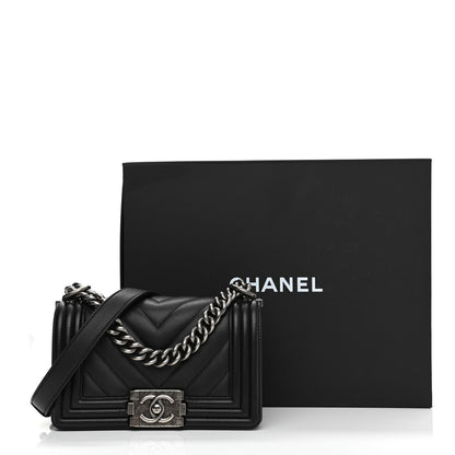 Chanel Calfskin Chevron Quilted Small Boy Flap Black 13 of 13