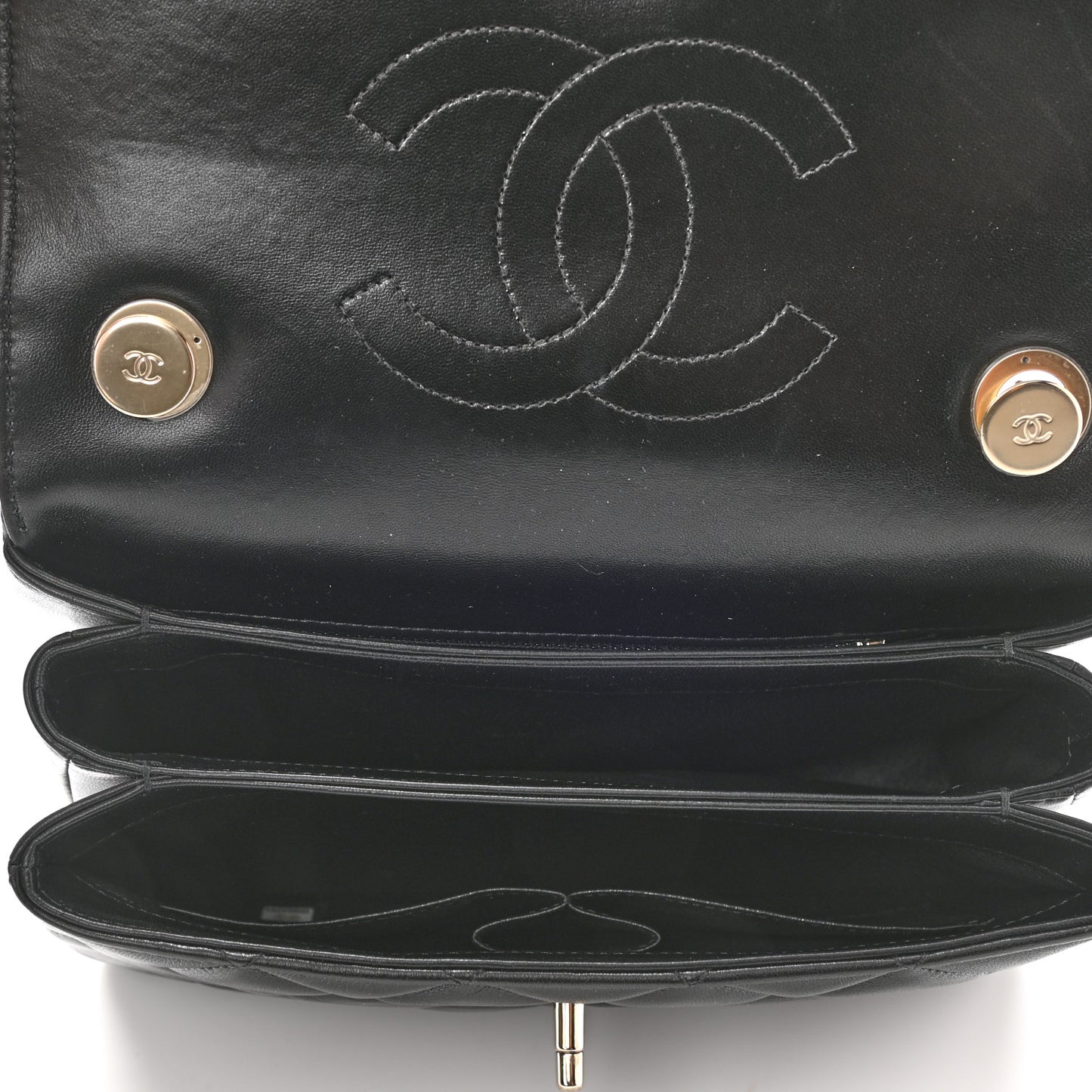 Lambskin Quilted Small Trendy CC Dual Handle Flap Bag Black